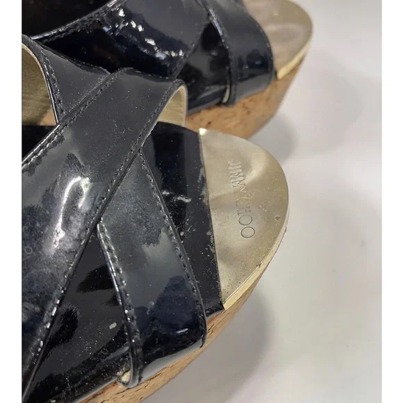 Jimmy Choo Black Wedge Sandals - Picture 4 of 13